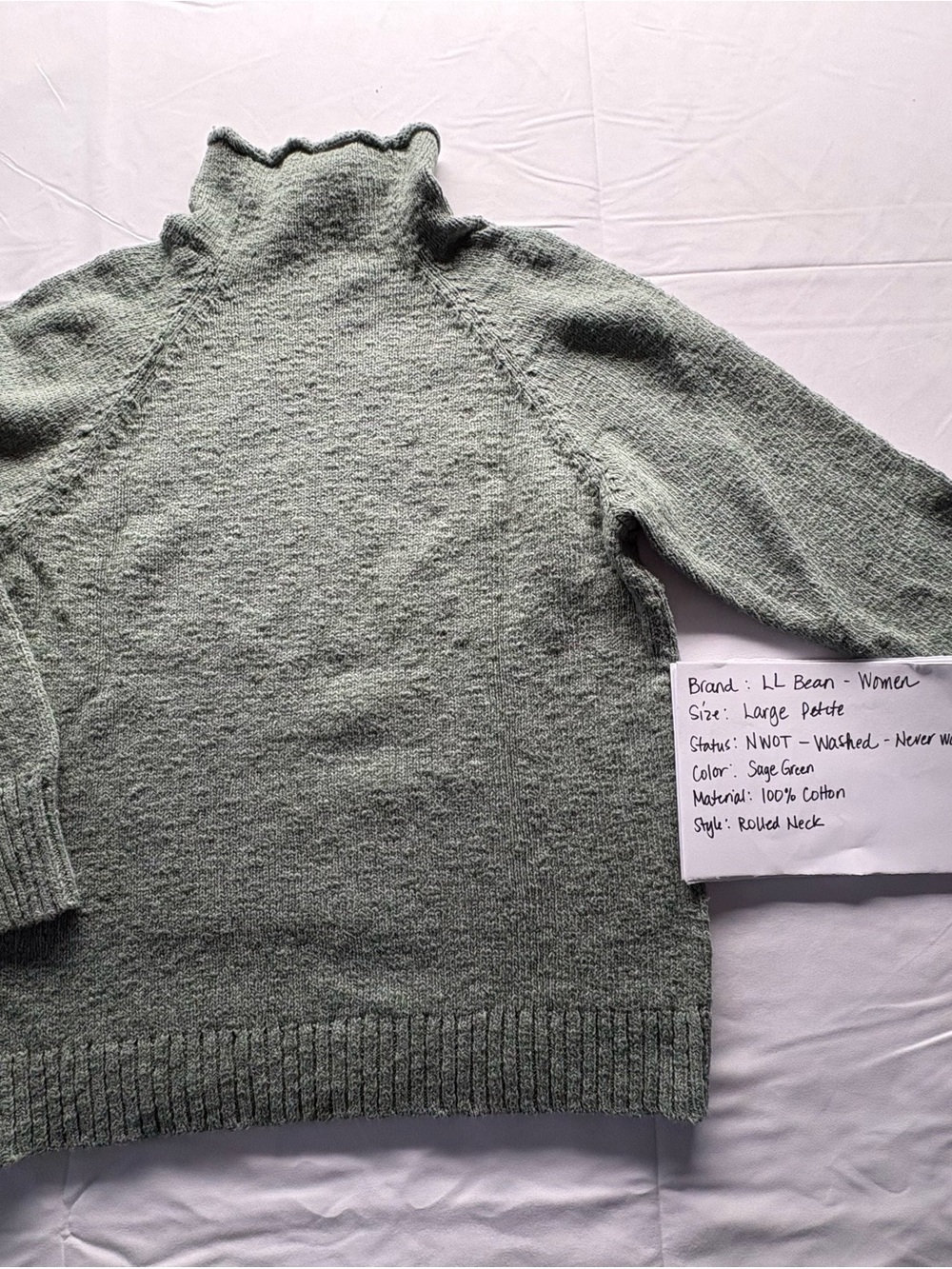 L.L. Bean Sage Green Turtleneck Sweater